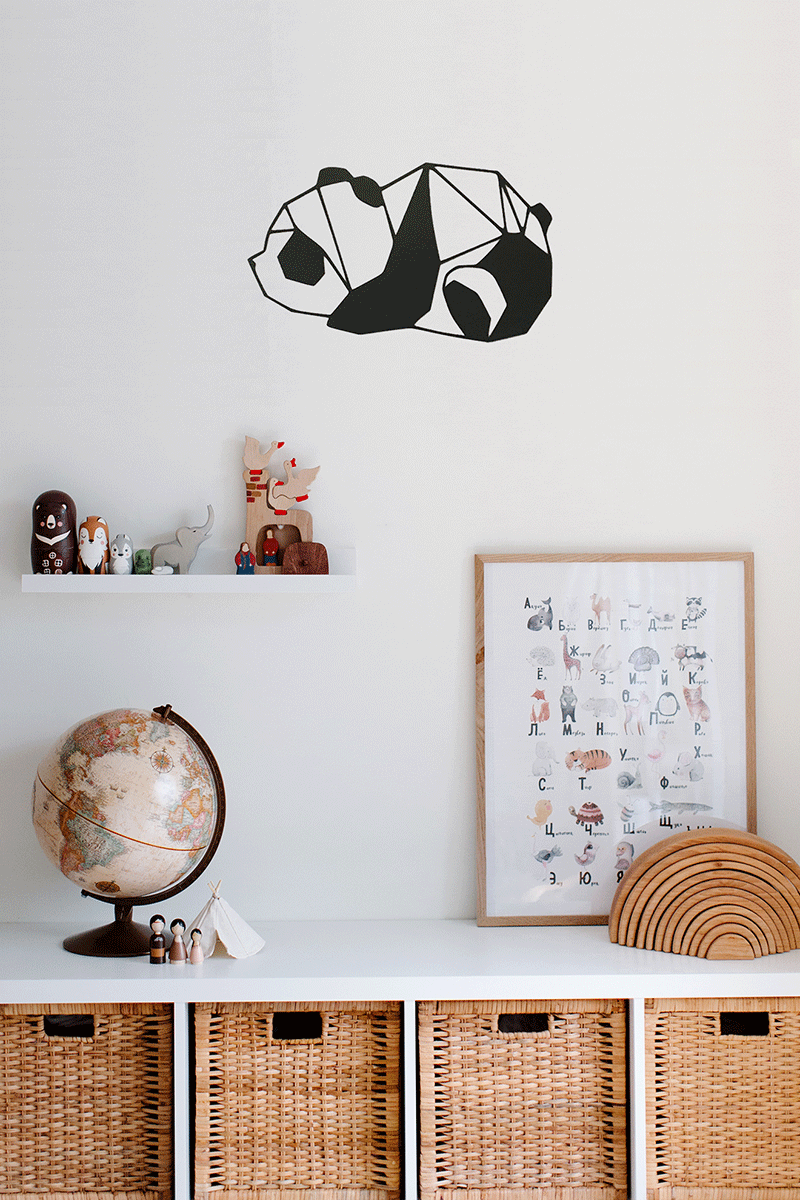 Tableau origami panda allongé, Déco métal