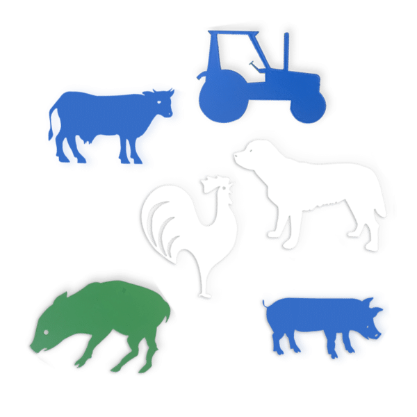 Lot aimants grands animaux de la ferme bleu JD Boutique