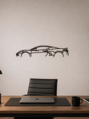 Tableau Corvette C8 sur fond blanc dans bureau