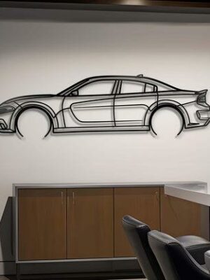 Tableau métal dodje charger sur fond blanc